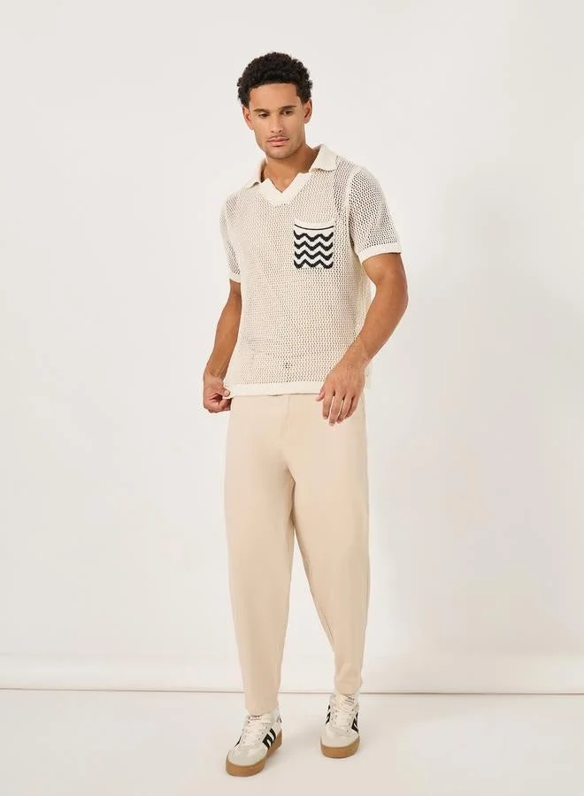 ستايلي بولو كروشيه مريح بجيوب متباينة