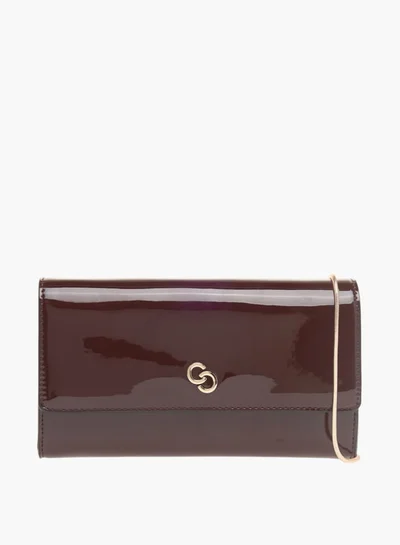 سيليست Womens Solid Clutch With Detachable Chain Strap And Flap Closure