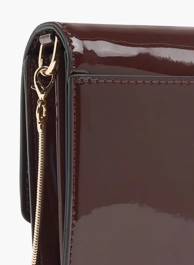Celeste Womens Solid Clutch With Detachable Chain Strap And Flap Closure