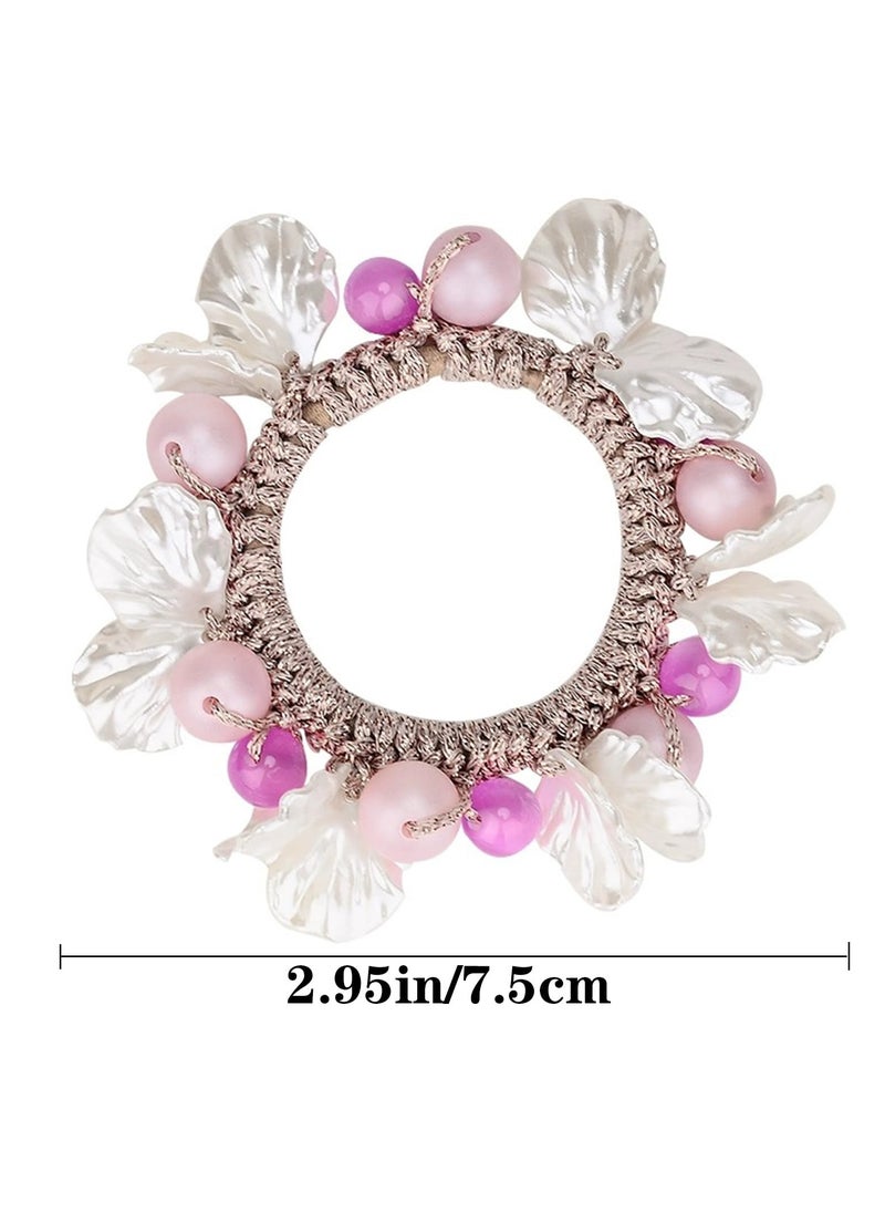 Generic - Shell Hair Scrunchies, Pearl Hair Ties, Rhinestone Elastic Hair Bands, Stretchy Bling Glitter Sparkly Hair Elastics Decorative for Women and Girls (4 Pieces) - Image 1