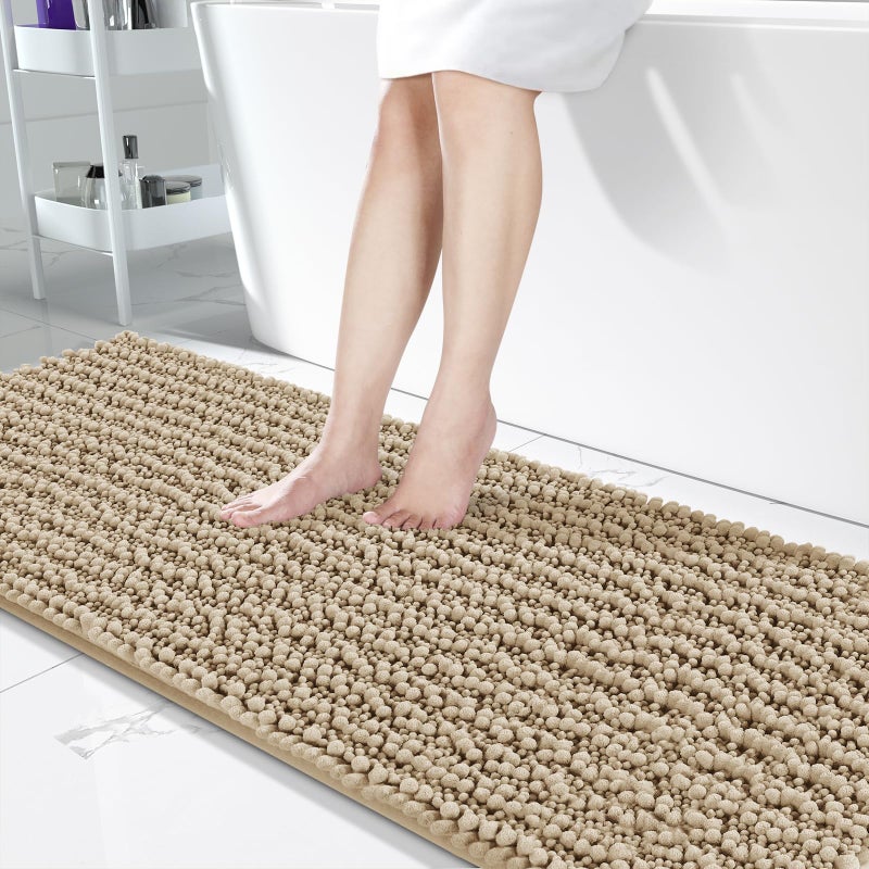 Yimobra Original Luxury Chenille Bathroom Runner Rugs  70 x 24 Inches  Soft  Long Large Bath Mats  Super Absorbent  Non-Slip  Machine Washable  Carpets for Home  Nursery  Bed and Living Room  Camel - Image 1