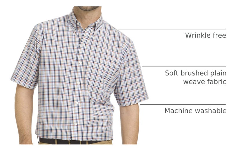 Arrow قميص قصير الأكمام من هاملتون للرجال بتصميم مربعات، ريفييرا، XL - Image 3