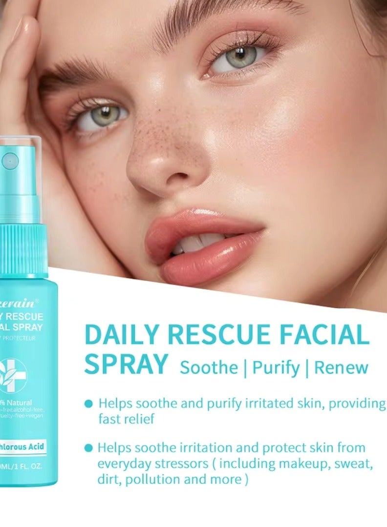 lakerain Daily Rescue Facial Spray Facial Spray for Sensitive Skin Facial Rescue Spray with Hypochlorous Acid Helps Reduce Redness and Breakouts Purify renew and Soothing pH Balancing Face Toner 30ml  - Image 4