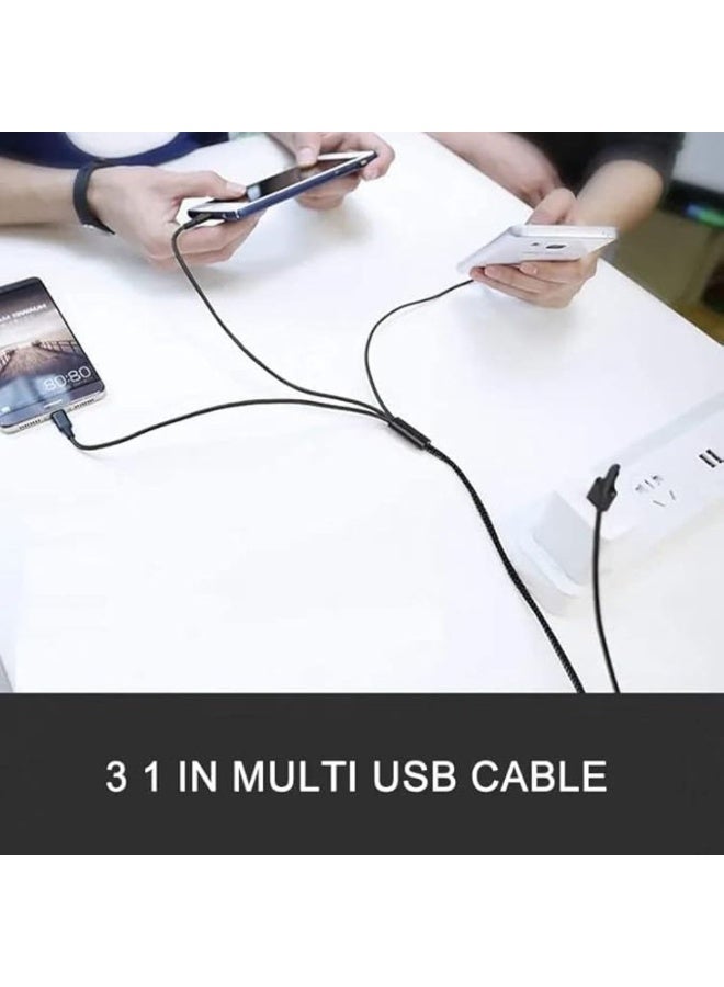 3-in-1 Fast Charging Cable | Multi USB Cable with Type-C, Micro, and 8-Pin Connectors | Durable Braided Wire - Image 3