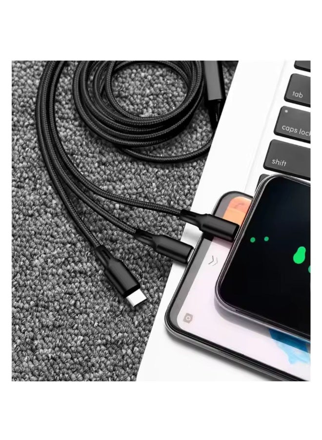 3-in-1 Fast Charging Cable | Multi USB Cable with Type-C, Micro, and 8-Pin Connectors | Durable Braided Wire - Image 4