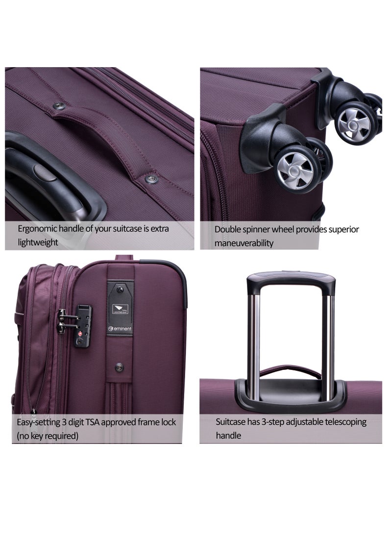 eminent Soft Shell Travel Bag Expandable Luggage Trolley for Unisex Polyester Light Weight Suitcase with TSA Lock 4 Quiet Double Spinner Wheels V6093SZ  - Image 3