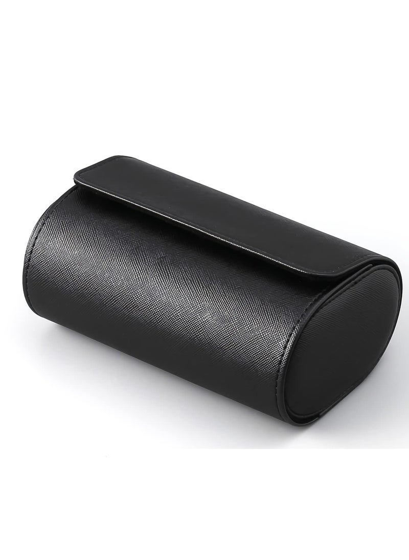 Captaintech Portable 2 Slot PU Leather Watch Case Travel Jewelry Storage Box for Watches and Bracelets Black  - Image 4