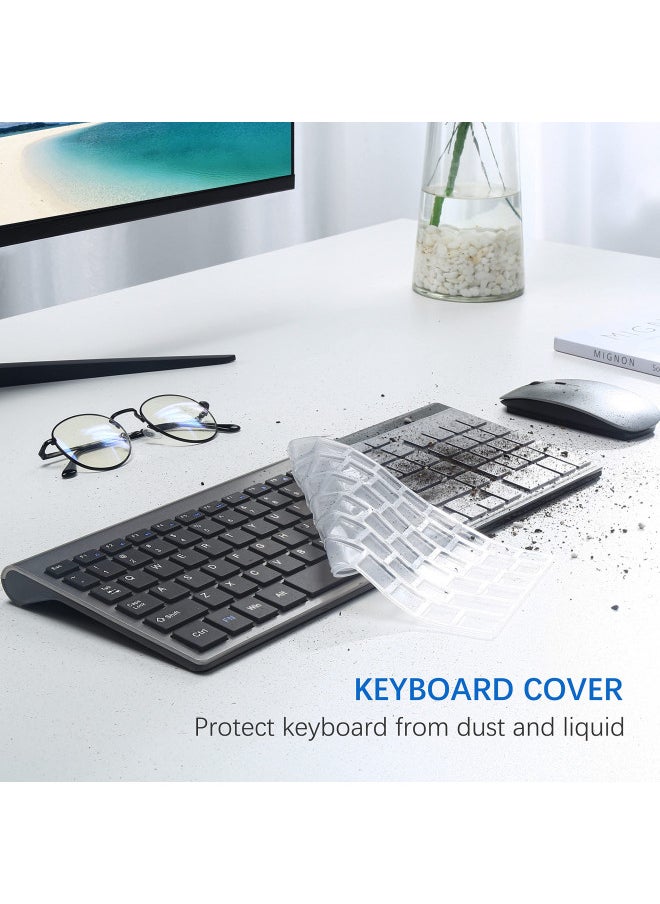 TopMate - TopMate Wireless Keyboard and Mouse Ultra Slim Combo, 2.4G Silent Compact USB Mouse and Scissor Switch Keyboard Set with Cover, 2 AA and 2 AAA Batteries, for PC/Laptop/Windows/Mac - Gray Black - Image 1
