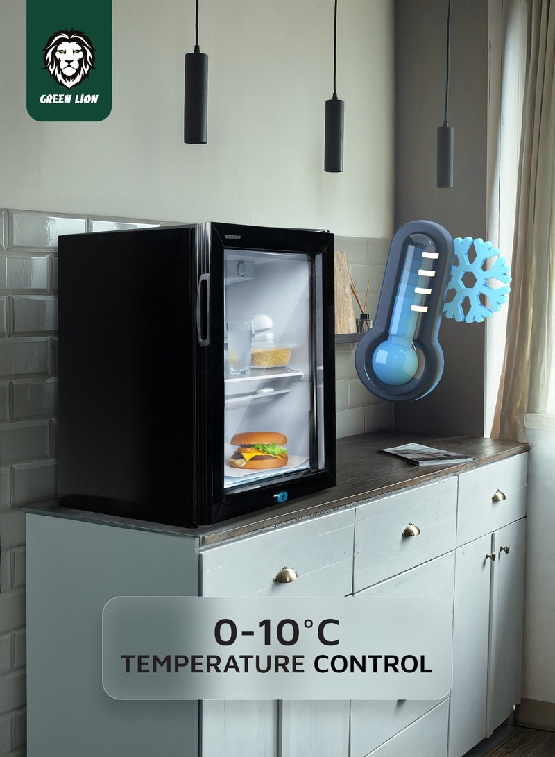 GMF-68 Mini Refrigerator with Removable & Adjustable Shelves and Glass Door 68L Capacity / R600a Refrigerant / Quiet Operation / Child Safety Lock & Adjustable Legs - Black