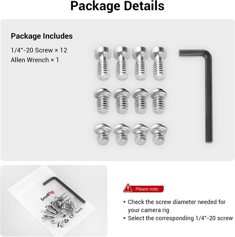 SMALLRIG Allen Wrench Screw 1/4" Screws Accessories Tool (12pcs/Pack) - 1713 - Image 3