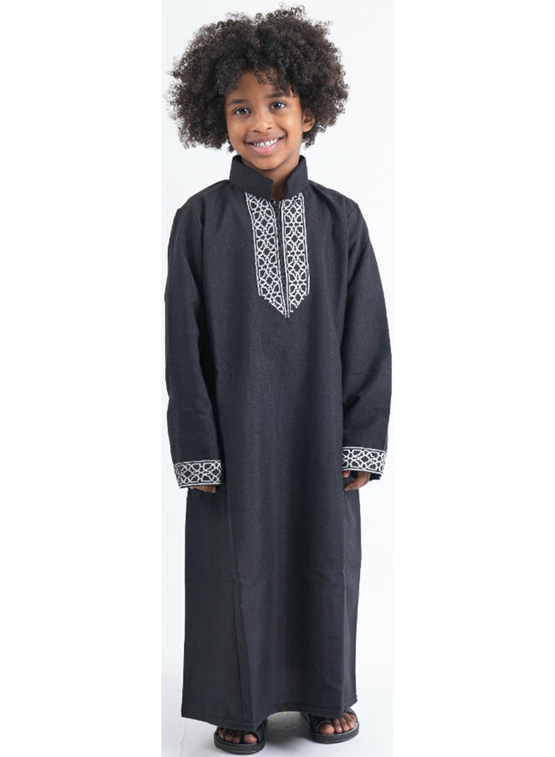 Boys Cotton Long-Sleeved Ramadan Jilbab – Black – 4-5y
