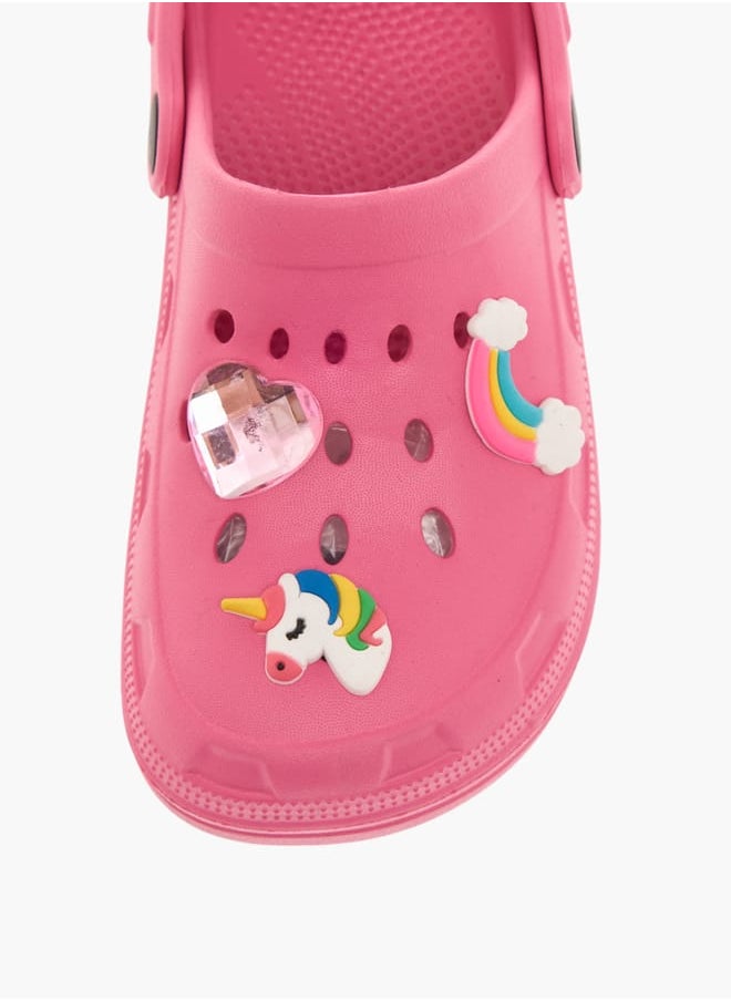 Flora Bella By Shoexpress Girls Unicorn Embossed Clogs with Backstrap  - Image 4