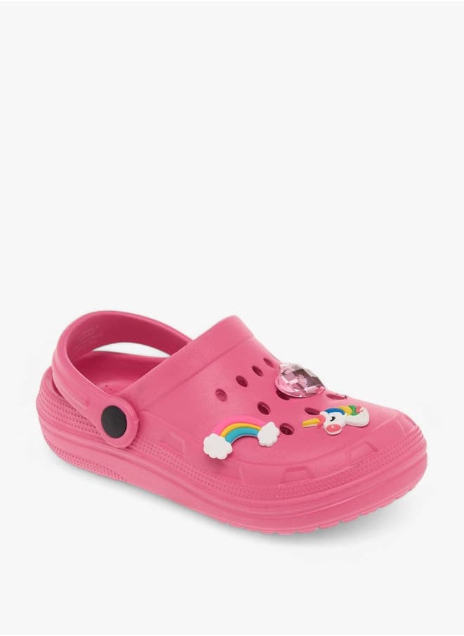 Flora Bella By Shoexpress Girls Unicorn Embossed Clogs with Backstrap  - Image 1