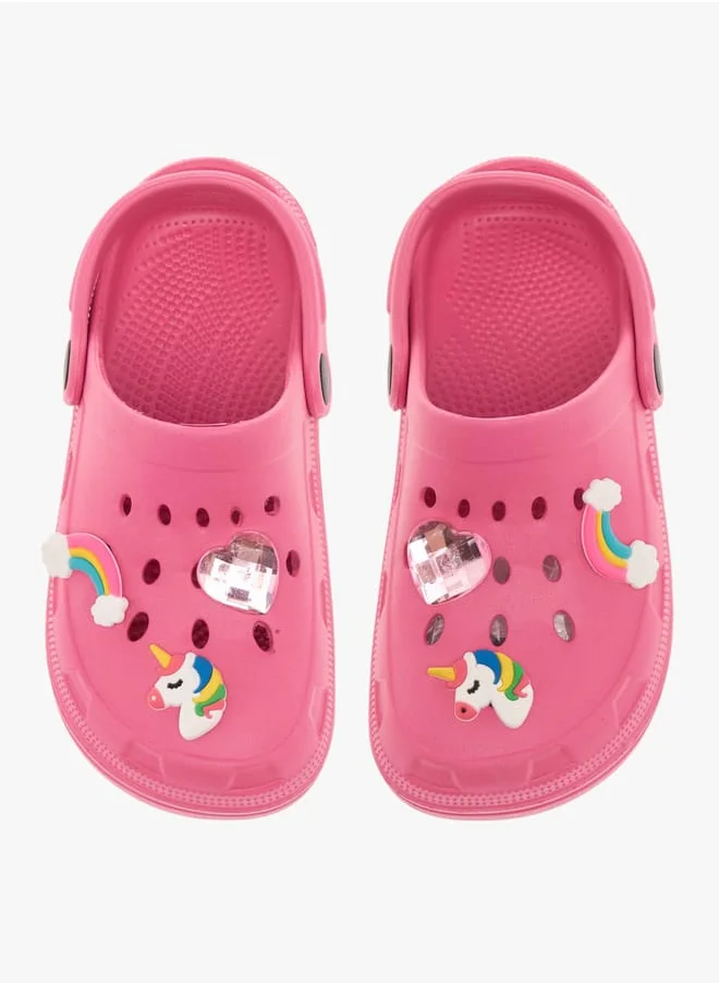 Flora Bella By Shoexpress Girls Unicorn Embossed Clogs with Backstrap