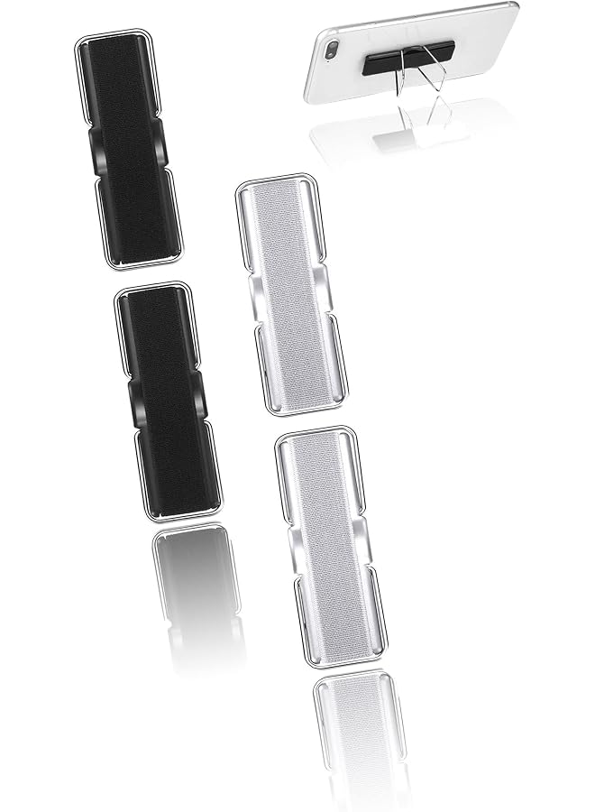 S-TOP Elastic Finger Strap Phone Holder with Stand - 2 Black, 2 White, Secure Grip, Comfortable Hold, Versatile for Smartphones & Tablets - Enhanced Stability for Gaming, Video Calls - Image 1