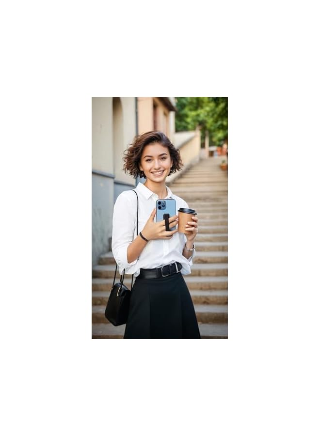 S-TOP Elastic Finger Strap Phone Holder with Stand - 2 Black, 2 White, Secure Grip, Comfortable Hold, Versatile for Smartphones & Tablets - Enhanced Stability for Gaming, Video Calls - Image 4