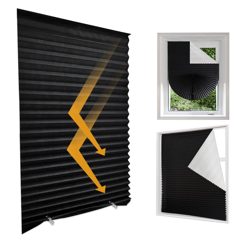 Jlong Blackout Blinds for Windows Cordless Blinds Temporary Shades Blinds No Drill Mini Blinds Black Out Blinds for Window of Bedroom,Bathroom,Kitchen Office (Black-high Shading, 35.4 * 59"(90 * 150cm)) - Image 4