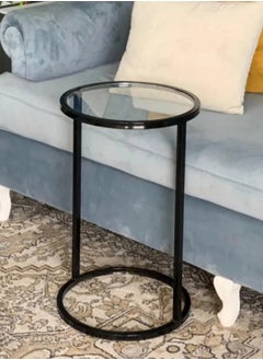 fan baytk Black clear glass serving table 