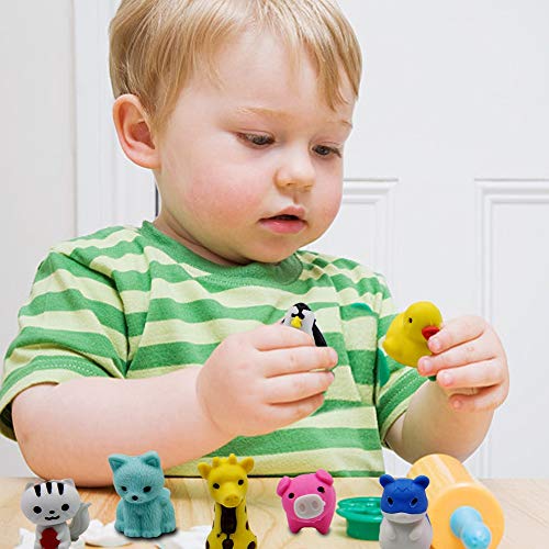 Cllayees 72 Pcs Assorted Animal Pencil Erasers Desk Pets, Bulk Mini Pencil Erasers Gifts for Classroom Prizes Reward Goodie Bag Easter Egg Fillers Party Favors (Animal and Car) - Image 3