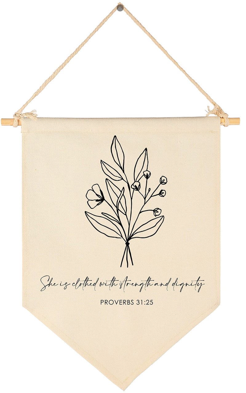 FYSIA FYSIA Botanical Wall Art Canvas Pennant Flag Banner Proverbs 3125 Wall Decor for Nursery Bedroom Playroom Lightweight Unframed Indoor 