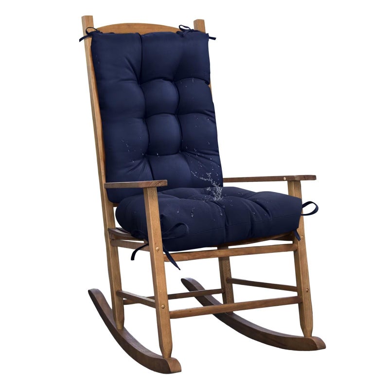 TESICA Set of 1 Indoor Outdoor Chair Cushion Waterproof High Back Rocking Chair Cushions Soft Patio Chair Pad for Lounger Recliner Navy Blue - Image 1