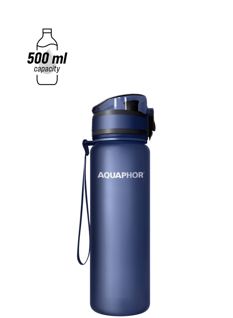 Aquaphor AQUAPHOR City Bottle 500ml, Travel Water Bottle with Activated Carbon Filter, Filters Chlorine & Impurities, Made of Tritan & BPA-Free, Stay Hydrated On the Go - Image 1