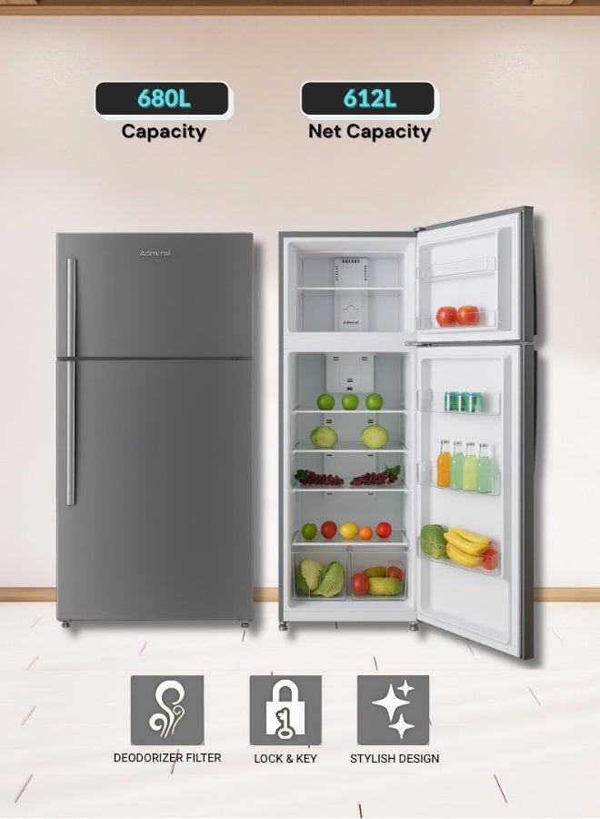 Admiral TM Refrigerator – 680 Litres Gross / 515 Litres Net Capacity | Energy Efficient R600a Refrigerant, Multi-Air Flow, Adjustable Shelves, LED Lighting, Modern Design for Large Families & Commercial Use ADTM68MSP Inox - Image 3