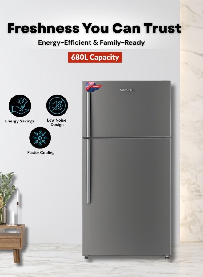 Admiral TM Refrigerator – 680 Litres Gross / 515 Litres Net Capacity | Energy Efficient R600a Refrigerant, Multi-Air Flow, Adjustable Shelves, LED Lighting, Modern Design for Large Families & Commercial Use ADTM68MSP Inox - Image 1