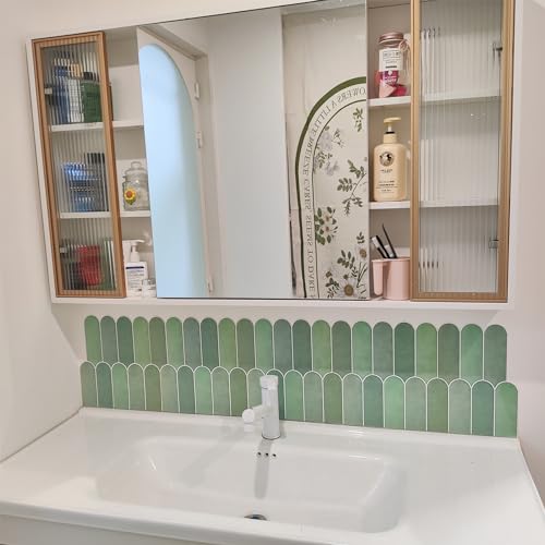 Homeart Green Peel and Stick Wall Tiles, Self Adhesive Removable Renter Friendly Backsplash - Feather Tile (10 Sheets) - Image 5