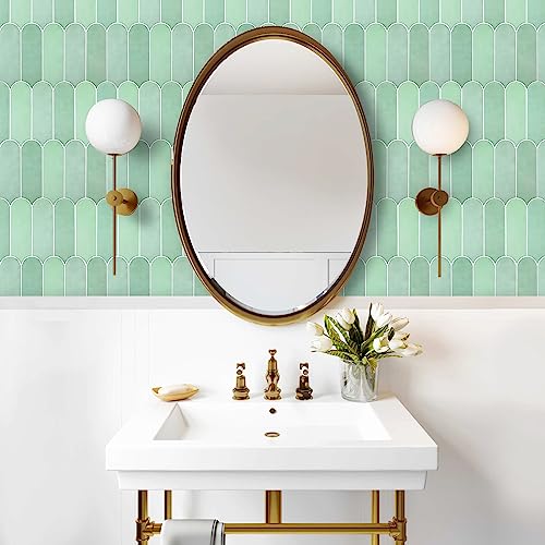 Homeart Green Peel and Stick Wall Tiles, Self Adhesive Removable Renter Friendly Backsplash - Feather Tile (10 Sheets) - Image 3