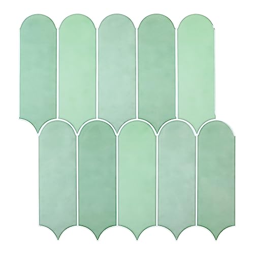 Homeart Green Peel and Stick Wall Tiles, Self Adhesive Removable Renter Friendly Backsplash - Feather Tile (10 Sheets) - Image 1