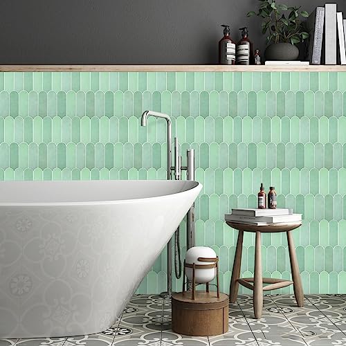 Homeart Green Peel and Stick Wall Tiles, Self Adhesive Removable Renter Friendly Backsplash - Feather Tile (10 Sheets) - Image 4
