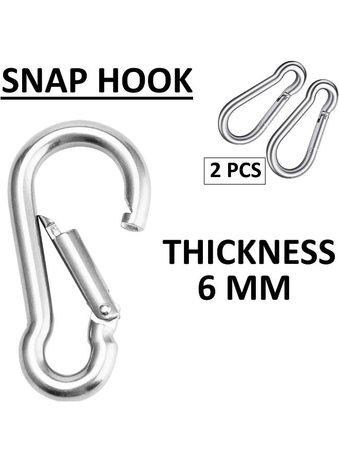 Biella 2Pcs Safe Lock Carabiner Clip Gi Heavy Duty Spring Snap Clip Screw Lock Hooks For Outdoor Climbing Hiking Camping Gym Boating Hang Plants Hammocks Etc - Image 2