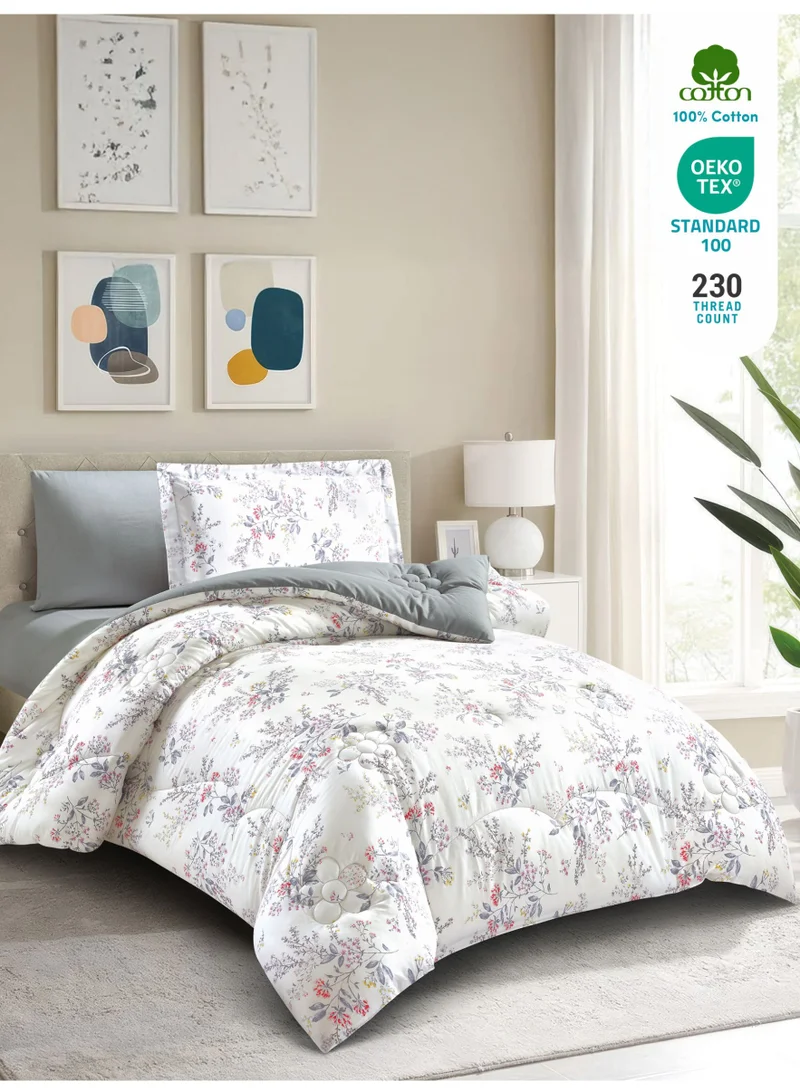 دوناتيلا طقم مفرش ناتشورال كولكشن مشجر 4 قطع مقاس مفرد ونص 140×200 قطن طبيعي 230 غرزة