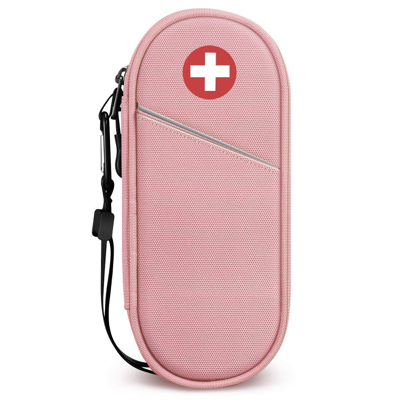 SITHON EpiPen Medical Carrying Case Insulated Travel Medication Organizer Bag Emergency Medical Pouch Holds 2 EpiPens Asthma Inhaler AntiHistamine AuviQ Allergy Medicine Essentials Pink