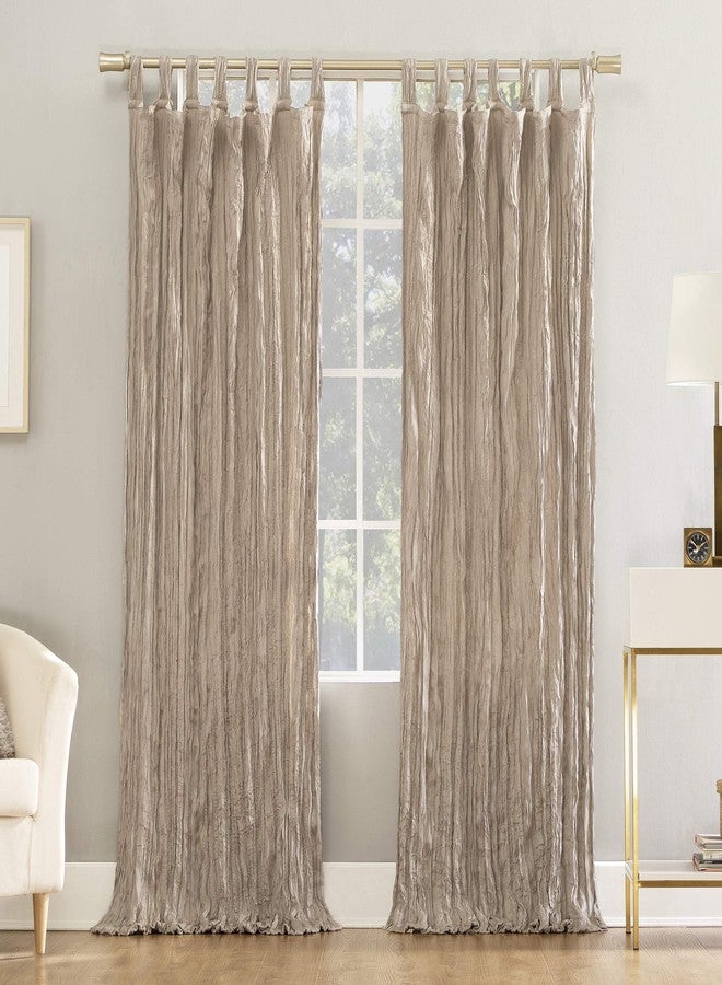 No. 918 Odelia Distressed Velvet Semi-Sheer Tab Top Curtain Panel, 50" x 95", Stone - Image 1