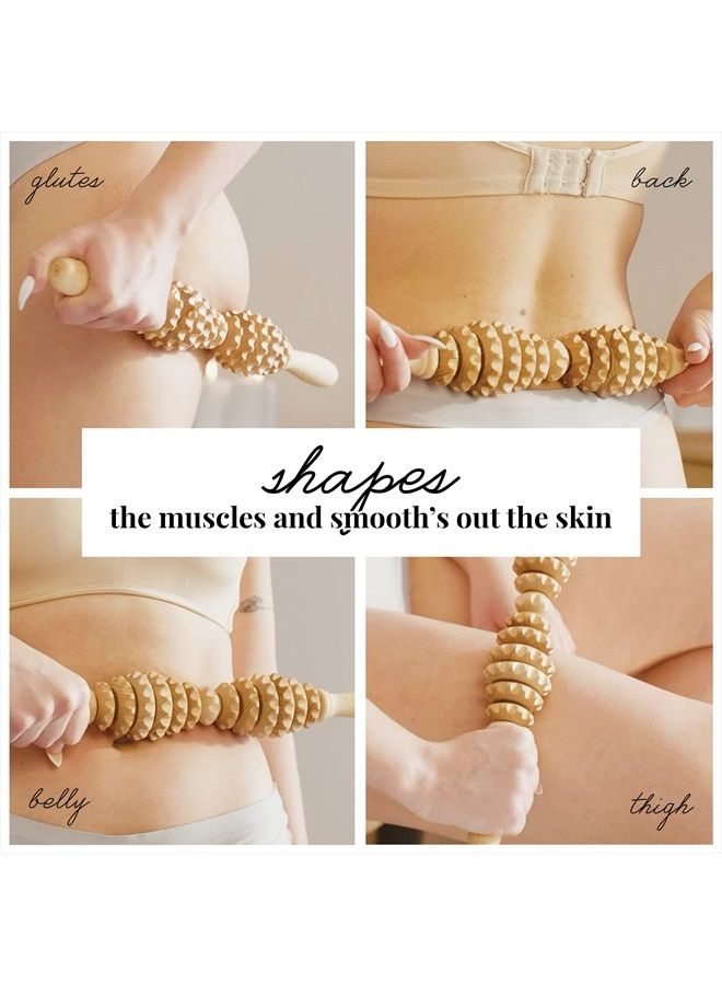 tuuli إكسسوارات Tuuli - بكرة تدليك خشبية بيضاوية، بكرة جسم متعددة الوظائف لعلاج السيلوليت وتوتر العضلات ودعم صحة الجلد، مدلك طبيعي للنساء والرجال - Image 5