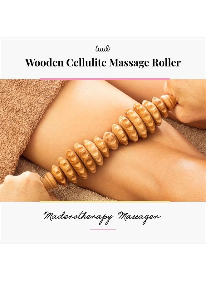 tuuli إكسسوارات Tuuli - بكرة تدليك خشبية بيضاوية، بكرة جسم متعددة الوظائف لعلاج السيلوليت وتوتر العضلات ودعم صحة الجلد، مدلك طبيعي للنساء والرجال - Image 3