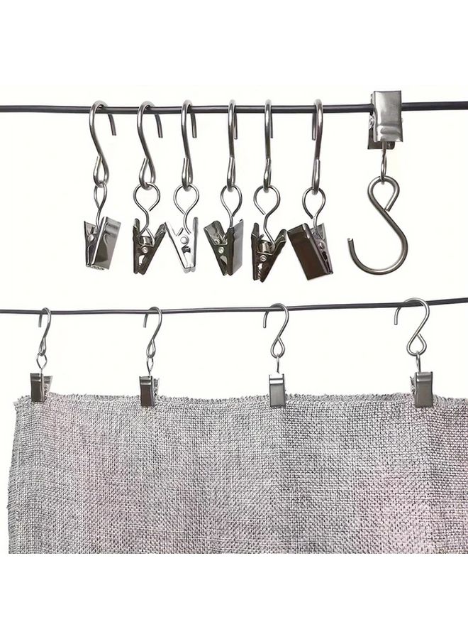 10pcs Silvery S Shaped Hooks For Curtains Hangers Draining Sinks Camping Tents - Image 5