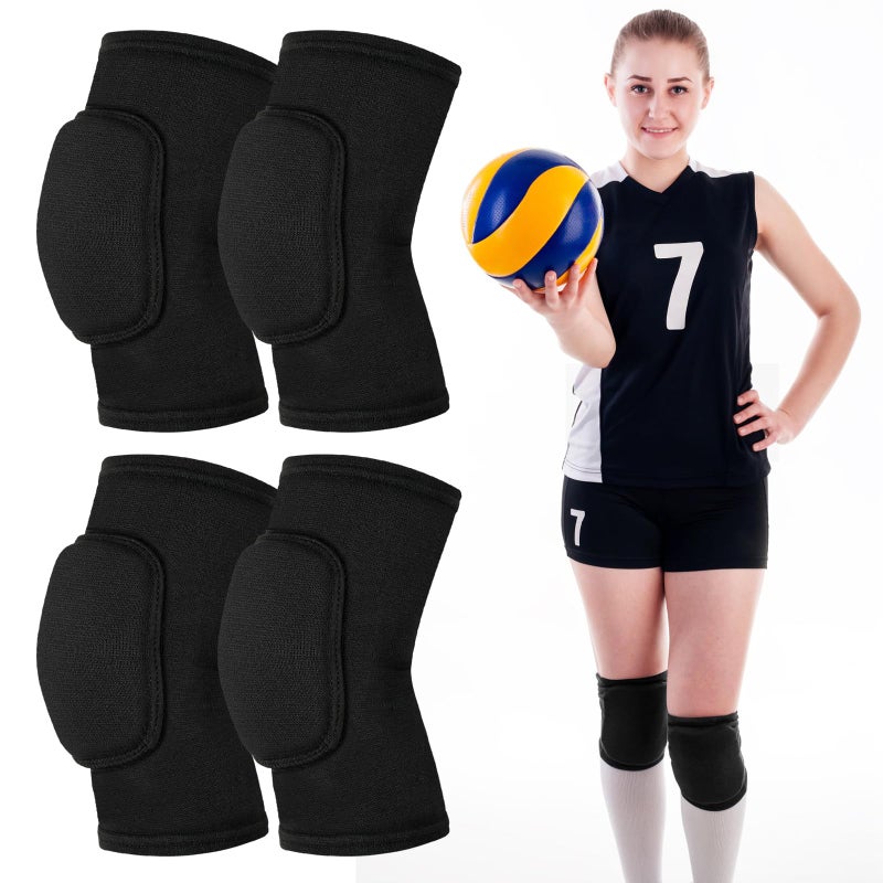 Opvixi Volleyball Knee Pads, Knee Pads Volleyball Girls 2 Pairs, Knee Pads for Women Youth Kids, Soft Black Kneepads for Sports Dance Volleyball Football Yoga Tennis Running Cycling Workout Climbing - Image 1