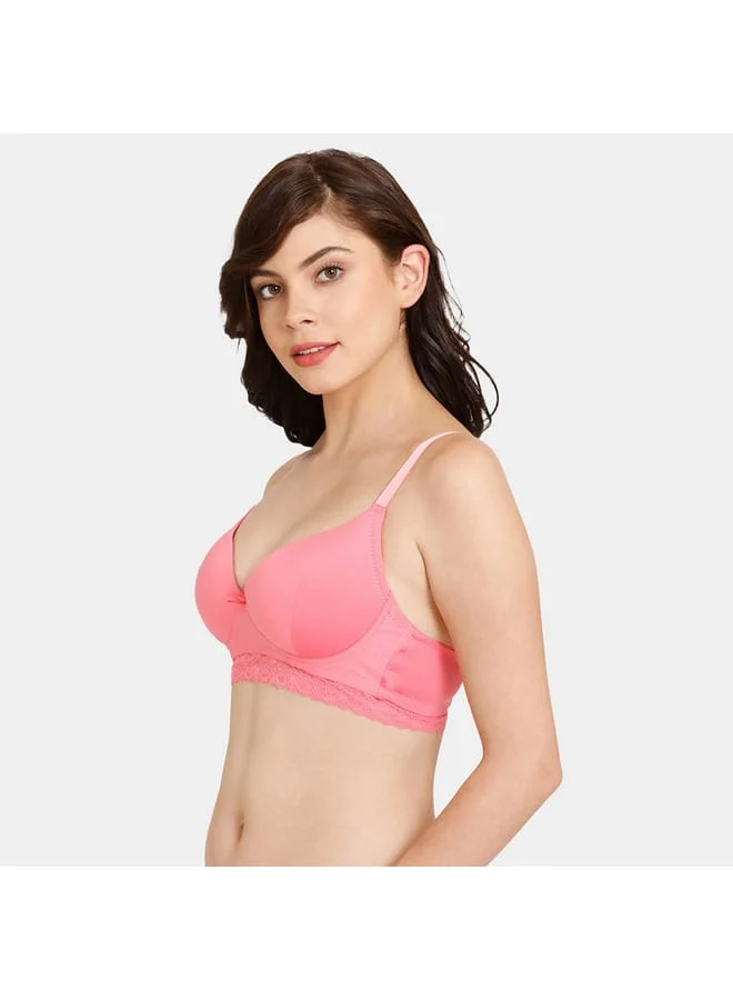 zivame Zivame Solid Lace Detail Padded Bra with Adjustable Strap