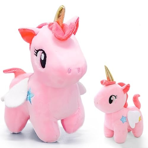JIAHO Unicorn Stuffed Animal Cute Plushies for Girls Boys and Babies Unicorn Plush Toys with Wings Small Stuffed Animals for Kids Party Favors Carnival Prizes Decorations Pink Unicorn Plushies - Image 1
