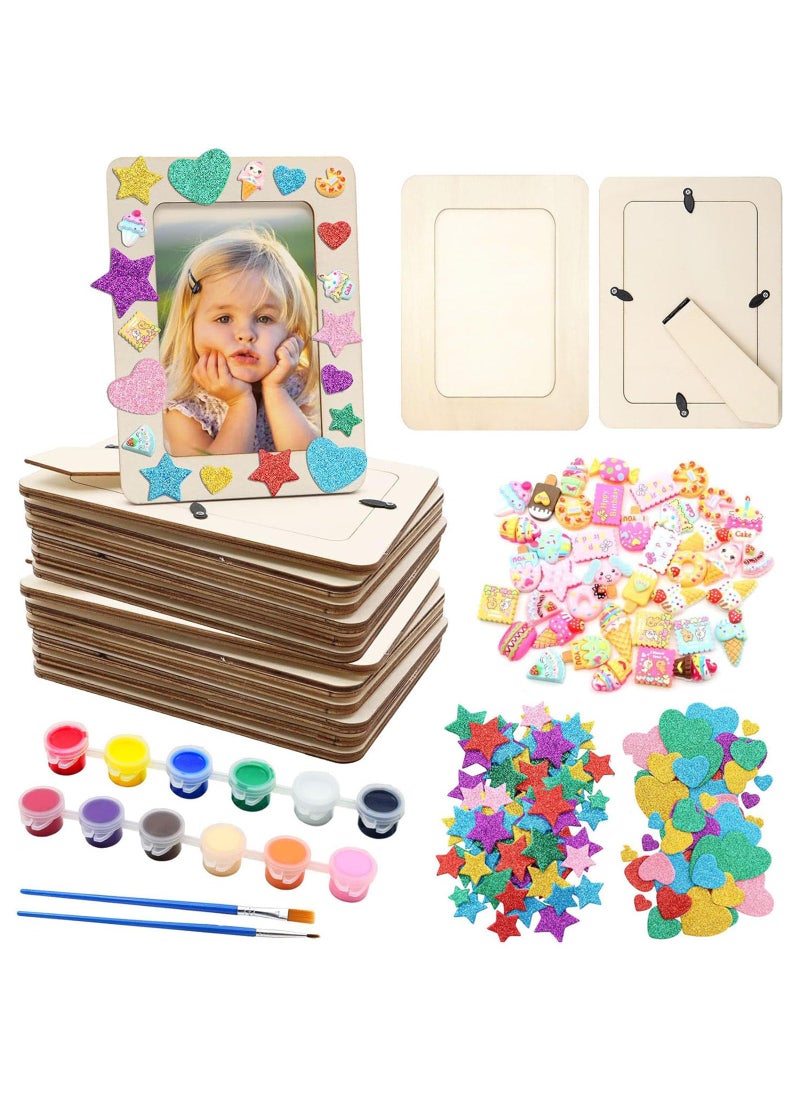 ZOCONE ZOCONE 12 Pcs Wooden Picture Frames for Craft 75x55 Unfinished Wood Photo Frames with Stand DIY Wood Frame with Stickers Resin Accessories Painting Tools Mothers Day Crafts for Kids to Make 