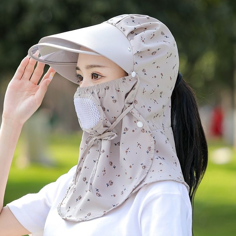 Summer 2023 Ladies Neck Protector Fashion Sun Hat Leather powder  - Image 3