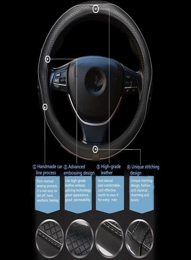 Reswish ESEWALAS Universal Car Steering Wheel Cover,Anti-Slip Leather Steering Wheel Cover,Sports Style Steering Wheel Protector,Car Interior Accessories Auto Steering Wheel Covers (Black with Gray) - Image 2