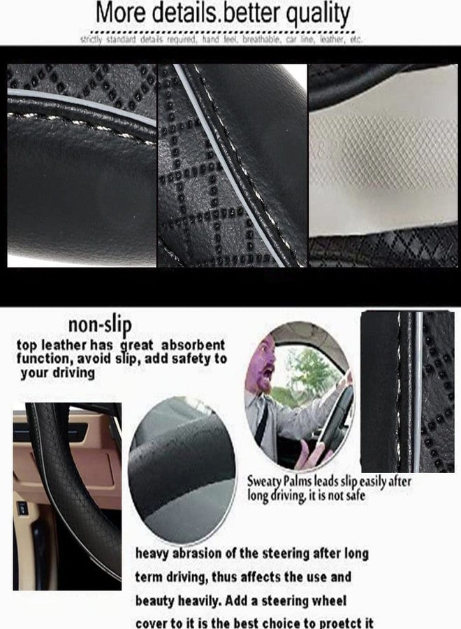 Reswish ESEWALAS Universal Car Steering Wheel Cover,Anti-Slip Leather Steering Wheel Cover,Sports Style Steering Wheel Protector,Car Interior Accessories Auto Steering Wheel Covers (Black with Gray) - Image 4