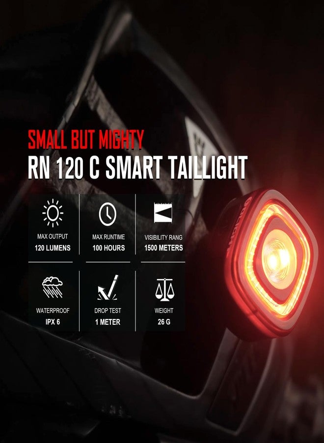 OLIGHT RN 120 C Bike Tail Lights, 120 Lumens and 260 Degree Visibility, 1500m Viewable Range, Rechargeable Bicycle Break Sensing Taillights, IPX6 Waterproof, Road and Urban Cyclists - Image 2
