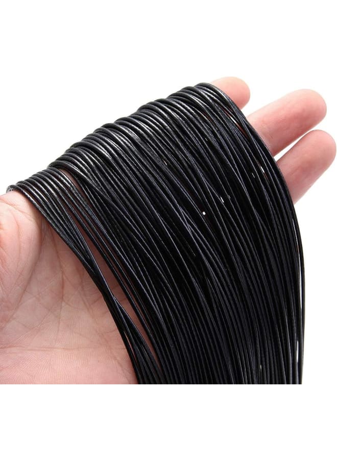 60 قطعة من حبل القلادة المشمع لصنع المجوهرات، سلسلة حبل قلادة مع مشبك لقلادة سوار DIY، أسود (18 بوصة وسمك 1.5 مم)، PS-أسود