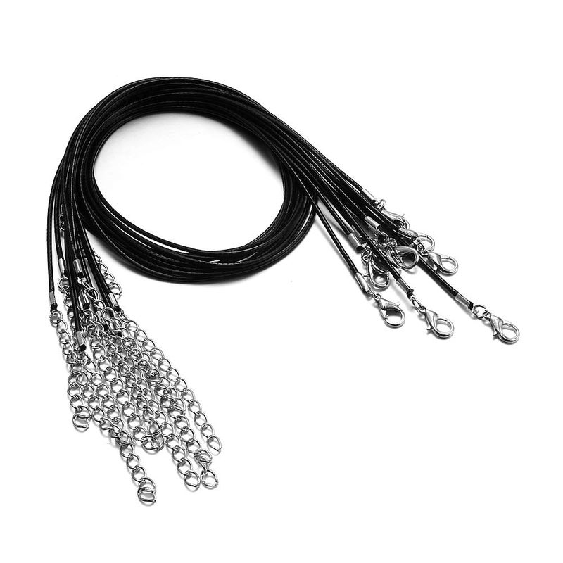 Coeufuedy 60Pcs Waxed Necklace Cord Bulk for Jewelry Making,Necklace Rope String with Clasp for DIY Bracelet Pendant,Black(18 Inches and Thickness 1.5mm), PS-Black - Image 5
