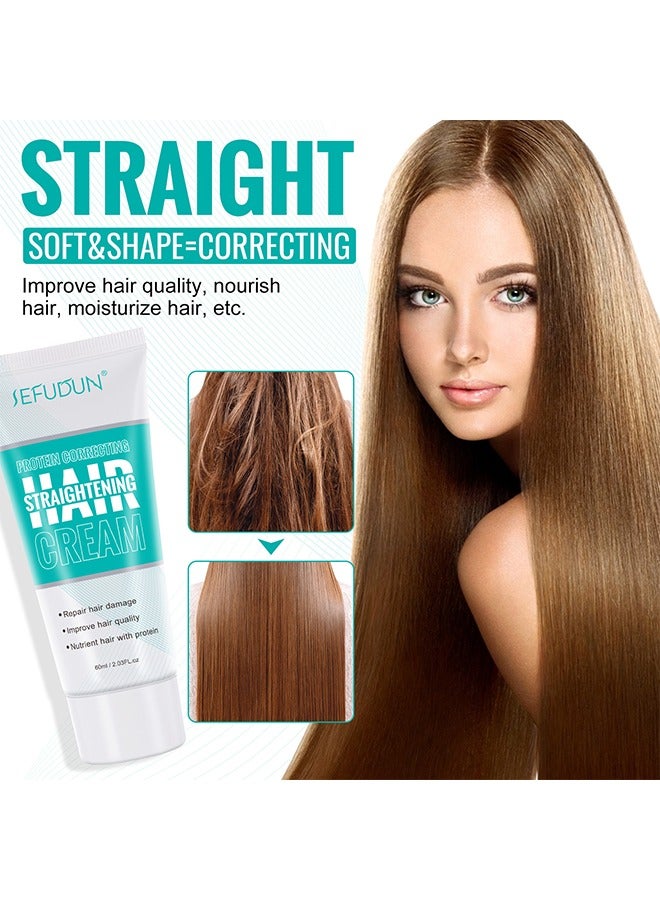 Sefudun كريم تصحيح البروتين لتنعيم الشعر، كريم تنعيم الشعر بالحرير واللمعان، كريم تنعيم الشعر بالكولاجين المغذي والسريع، للشعر الكثيف والمجعد وغير المنضبط، لإصلاح الشعر التالف - Image 2